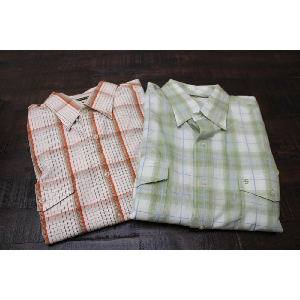 Lot of 2 Stetson Mens 2XL Plaid Long Sleeve Western Casual Button Down Shirts